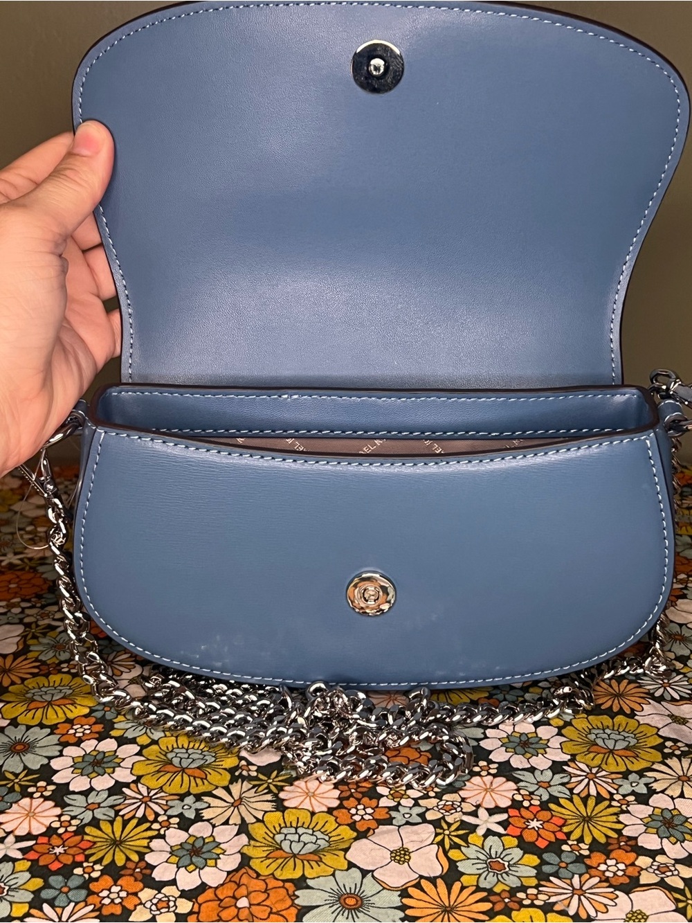 Michael Kors Mila Convertible Crossbody/Shoulder Bag Blue - Picture 7 of 8